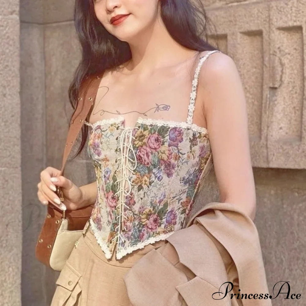 Blouse High Flowered Street Halter Vintage Top Design Women Designer for - Party Corset - Clubwear image 7