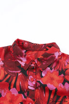 Blouse Lantern Arm Flowered Design in Red image 9