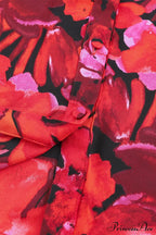 Blouse Lantern Arm Flowered Design in Red image 7