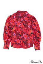Blouse Lantern Arm Flowered Design in Red image 10