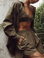 Blouse Outfits With Clothing Pieces Blouses Two Fashion Warm-Season Mini Tracksuits Women Cotton Sets Shorts Fashion image 5