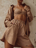Blouse Outfits With Clothing Pieces Blouses Two Fashion Warm-Season Mini Tracksuits Women Cotton Sets Shorts Fashion image 4