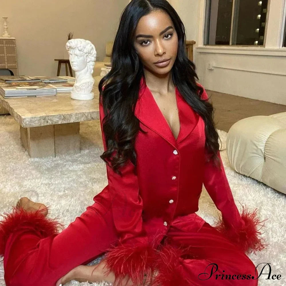 Feather Top Casual Tracksuit Set image 3
