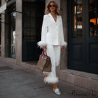 Feather Top Casual Tracksuit Set image 9