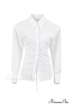 Blouse White Arm Shoulder Long Backless with Up Lace Pads image 10