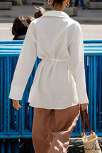 Blouse White Slit with Long Lace Cotton Up Sleeves image 5