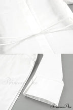 Blouse White Slit with Long Lace Cotton Up Sleeves image 6