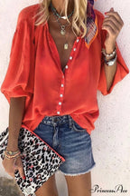 Blouse with Lace-up Red Buttons Design image 1