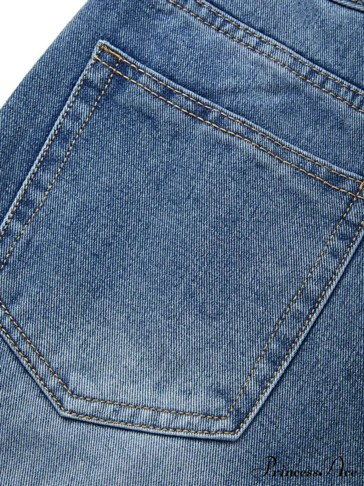Blue Denim Graceful Cargo Mini Skirt image 6