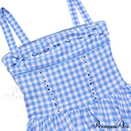 Blue Gingham Stylish Strap Midi Dress image 16