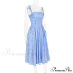Blue Gingham Stylish Strap Midi Dress image 12
