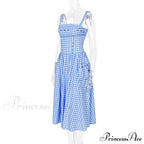 Blue Gingham Stylish Strap Midi Dress image 13