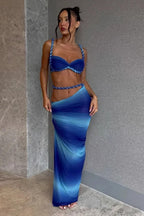 Blue Gradient Push Up Bikini 3 Pieces Bikini Set image 1