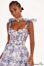 Blue Hydrangea Tender Charming Tie-Strap Maxi Dress image 6