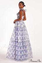 Blue Hydrangea Tender Charming Tie-Strap Maxi Dress image 4