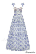 Blue Hydrangea Tender Charming Tie-Strap Maxi Dress image 1