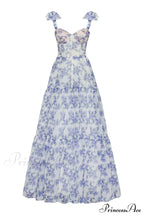 Blue Hydrangea Tender Charming Tie-Strap Maxi Dress image 1