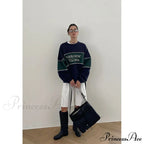 Blue Letter Stylish Print Sweatshirt image 6