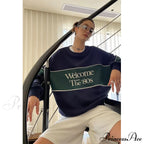 Blue Letter Stylish Print Sweatshirt image 2