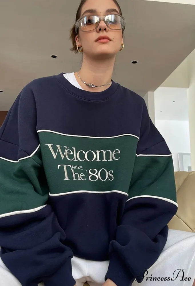 Blue Letter Stylish Print Sweatshirt image 8