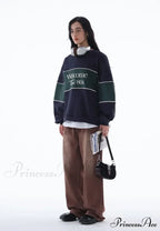 Blue Letter Stylish Print Sweatshirt image 20