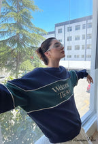 Blue Letter Stylish Print Sweatshirt image 18