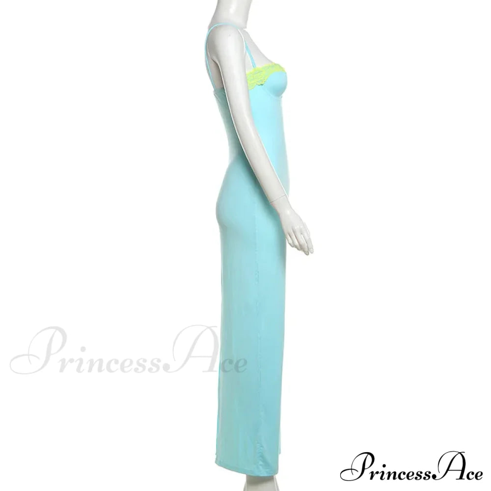 Blue Neon Mesh Charming Strap Bodycon Midi Dress image 7