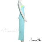 Blue Neon Mesh Charming Strap Bodycon Midi Dress image 7