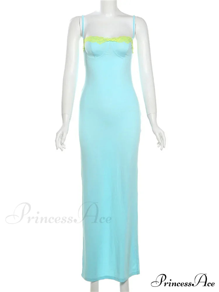 Blue Neon Mesh Charming Strap Bodycon Midi Dress image 6