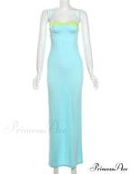 Blue Neon Mesh Charming Strap Bodycon Midi Dress image 6