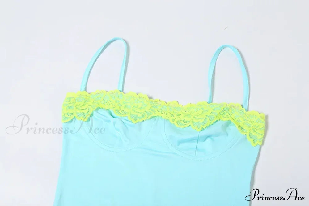 Blue Neon Mesh Charming Strap Bodycon Midi Dress image 8