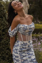 Blue Print Ruched Charming Floral Mini Dress image 2
