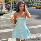 Blue Strapless Polka Charming Dot Mini Dress image 3