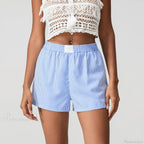 Blue Striped Loose Wide Leg Short image 5