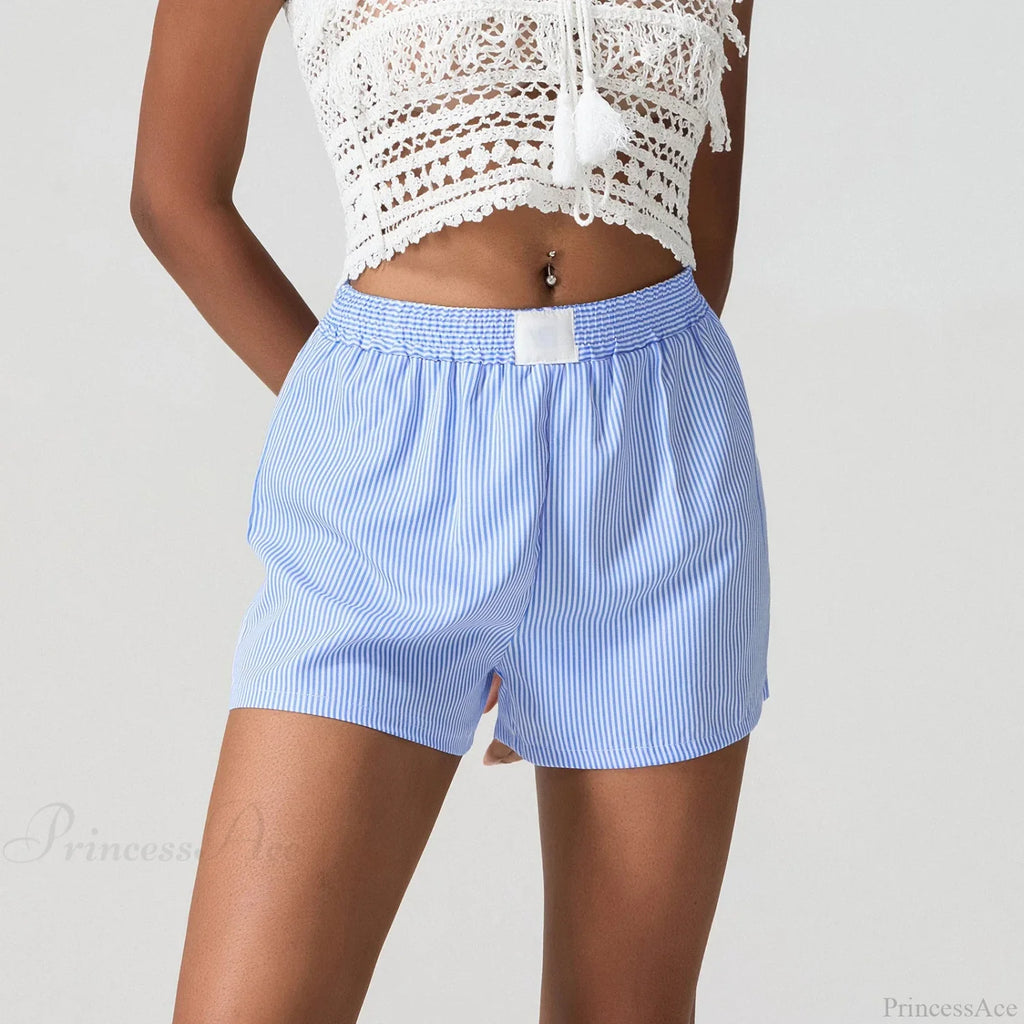 Blue Striped Loose Wide Leg Short image 2