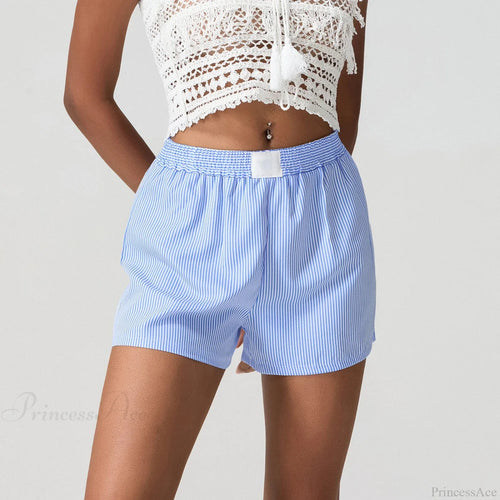 Blue Striped Loose Wide Leg Short image 2