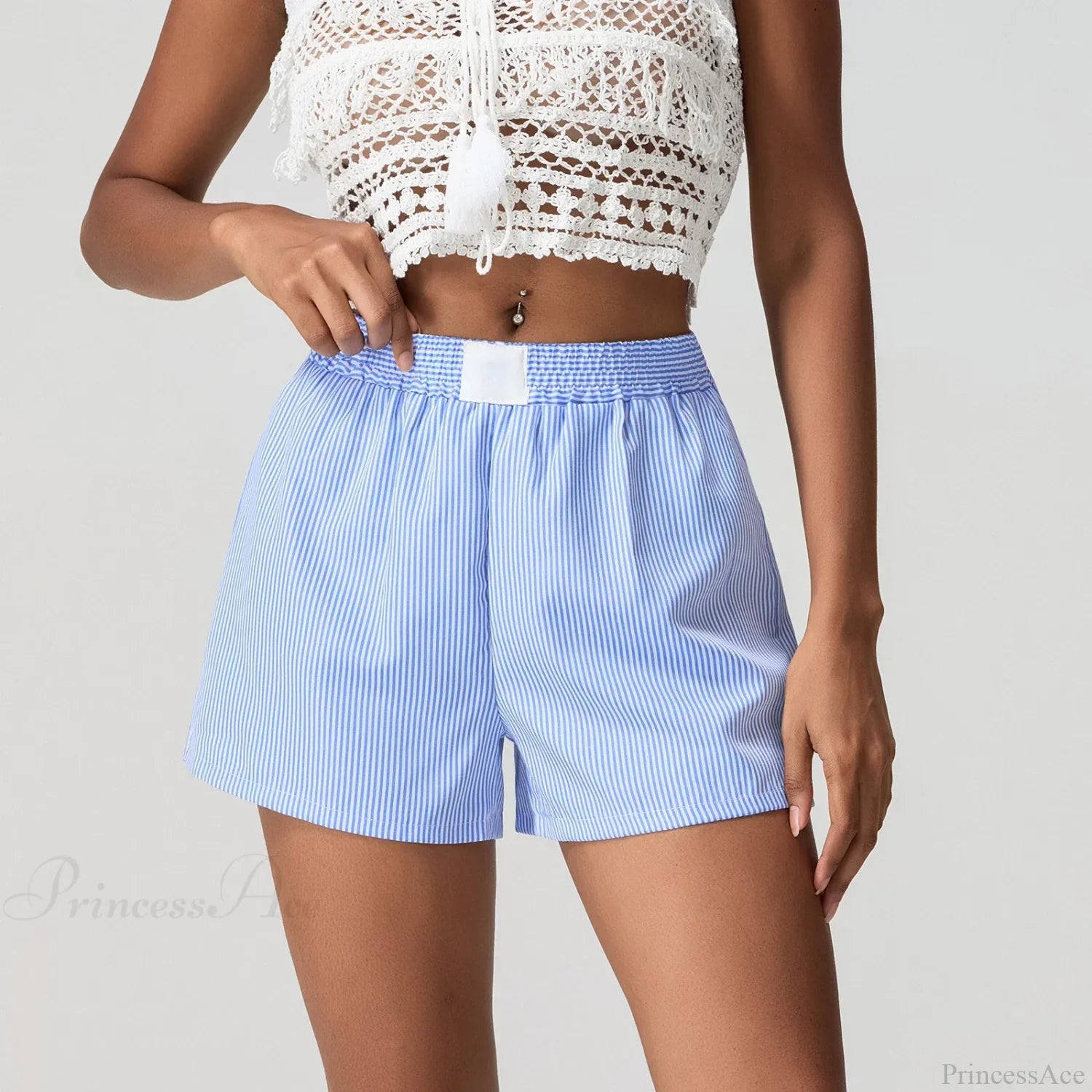 Blue Striped Loose Wide Leg Short image 1