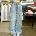 Blue Sweet Embroidered Casual Japanese Trend Pant image 5