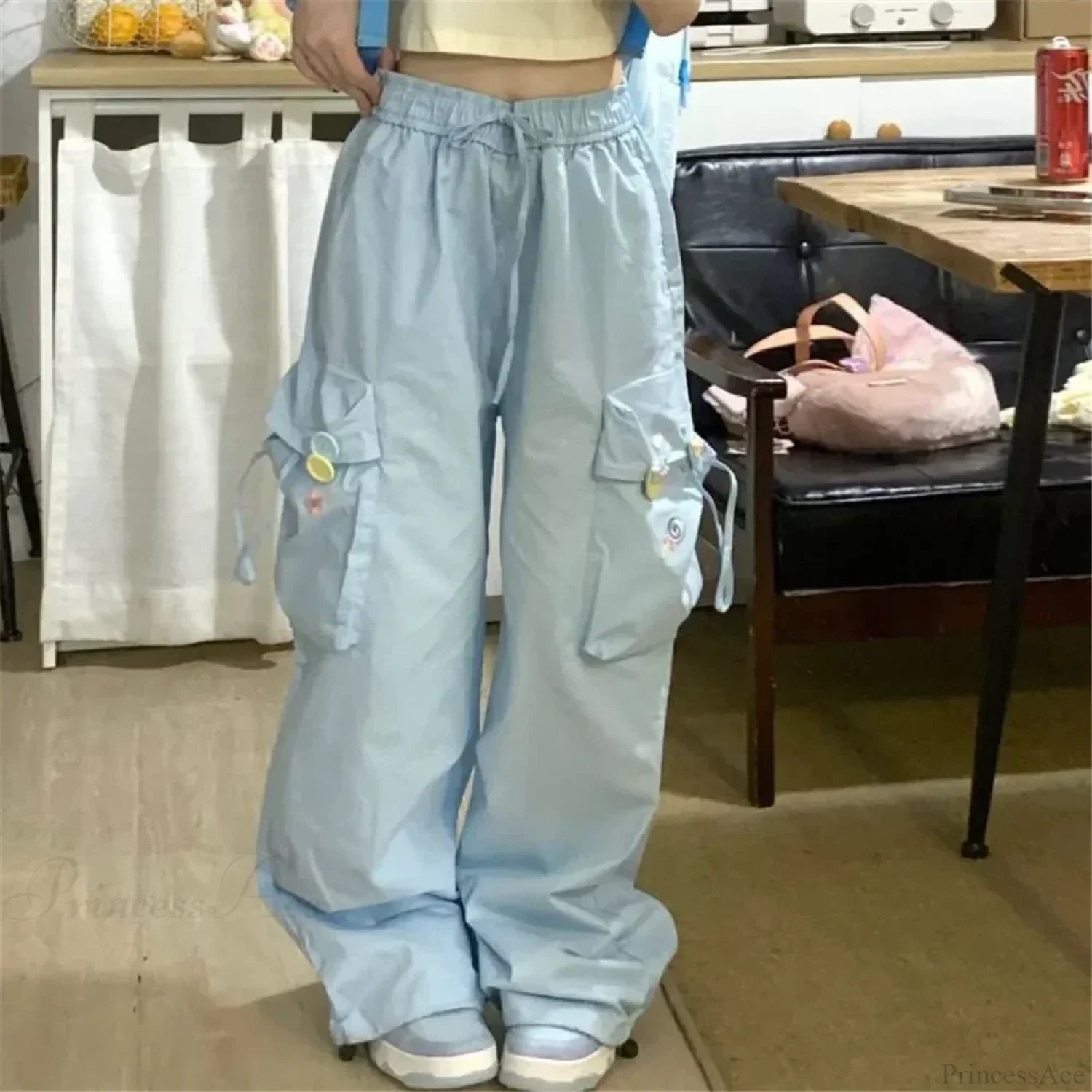 Blue Sweet Embroidered Casual Japanese Trend Pant image 5