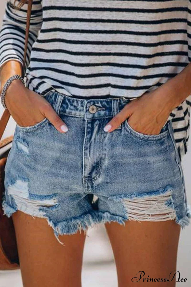 Blue with Loose Jeans Buttons image 1