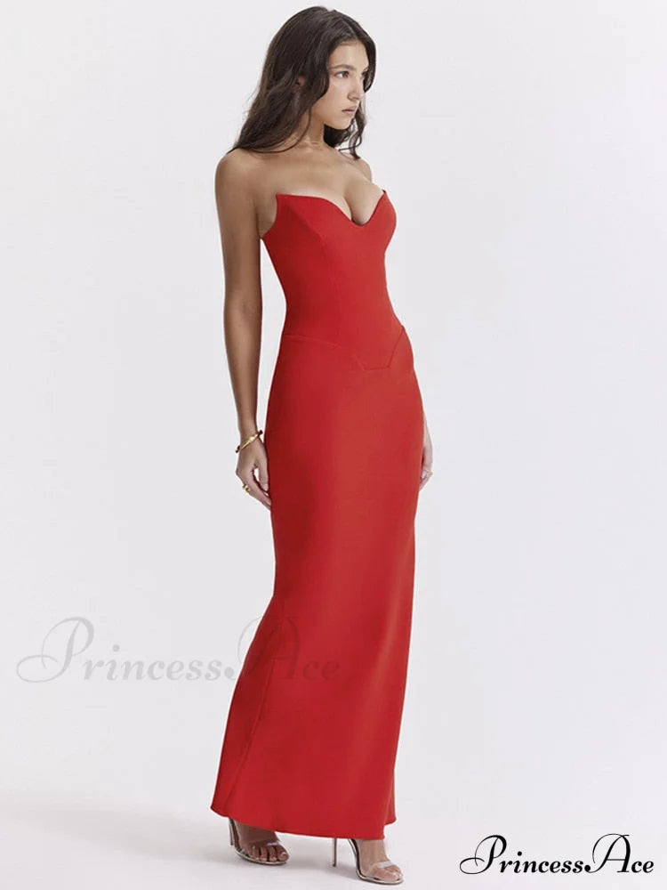 Bodycon - Off-Shoulder Fishbone Party Gown Club for Strapless Elegant Full-Length Women Night Gown image 2