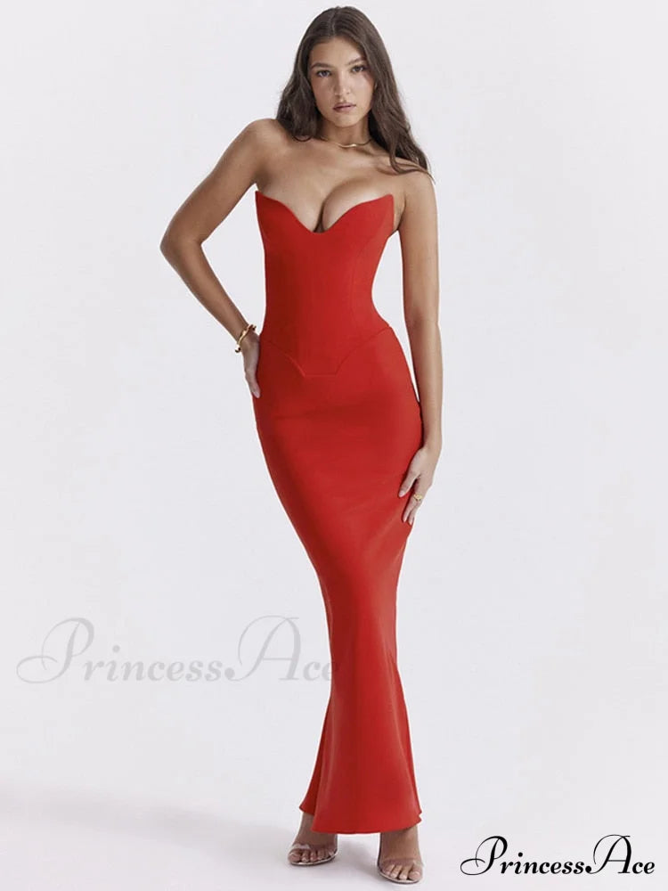 Bodycon - Off-Shoulder Fishbone Party Gown Club for Strapless Elegant Full-Length Women Night Gown image 1