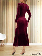 Bodycon V-neck Wrap Slim Fishtail Evening Maxi Dress image 6