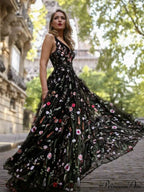 Bohemia Floral V Neck Backless Maxi Dress image 3