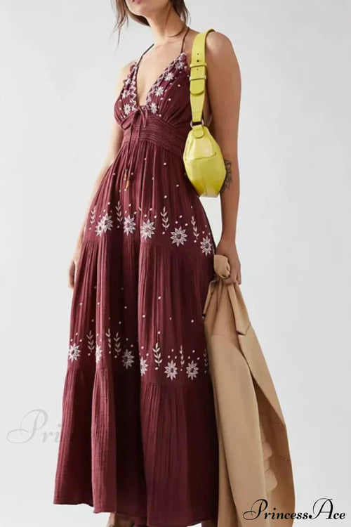 Bohemian Flower Beach Holiday Boho Dress image 2
