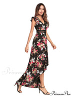 Bohemian Irregular Flowered Design V-Neck Dress image 2