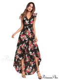 Bohemian Irregular Flowered Design V-Neck Dress image 1