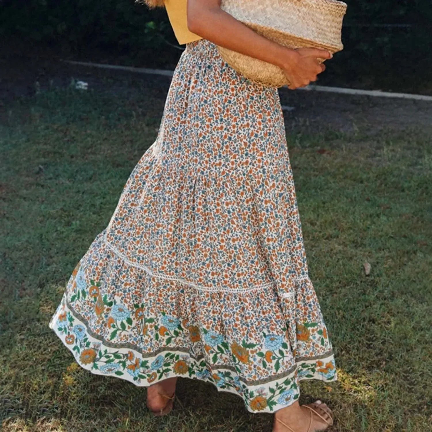 Bohemian Lace High Waist Slim Floral Skirt image 1