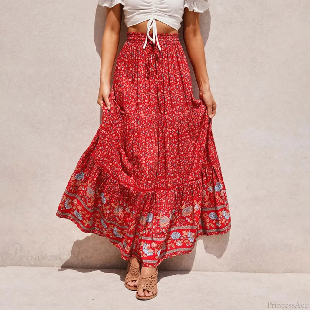 Bohemian Lace High Waist Slim Floral Skirt image 2