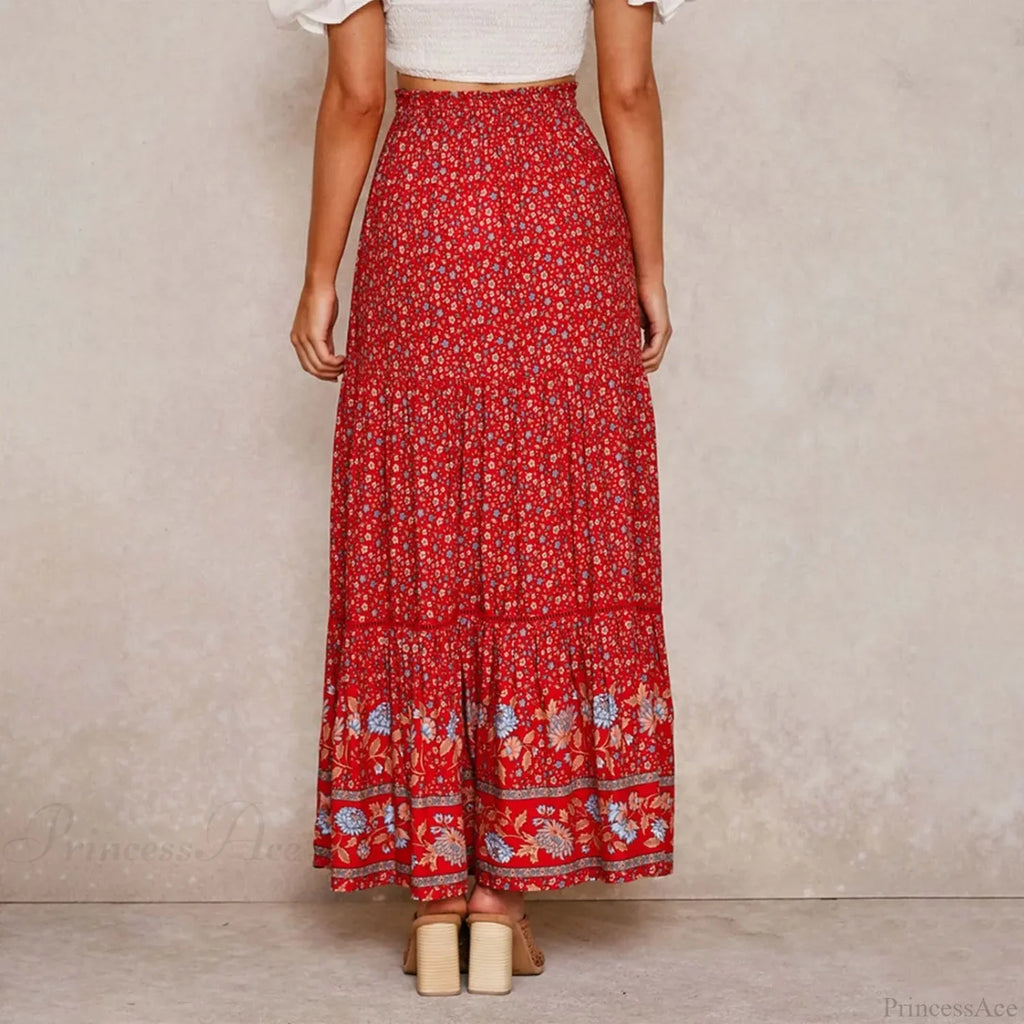 Bohemian Lace High Waist Slim Floral Skirt image 3